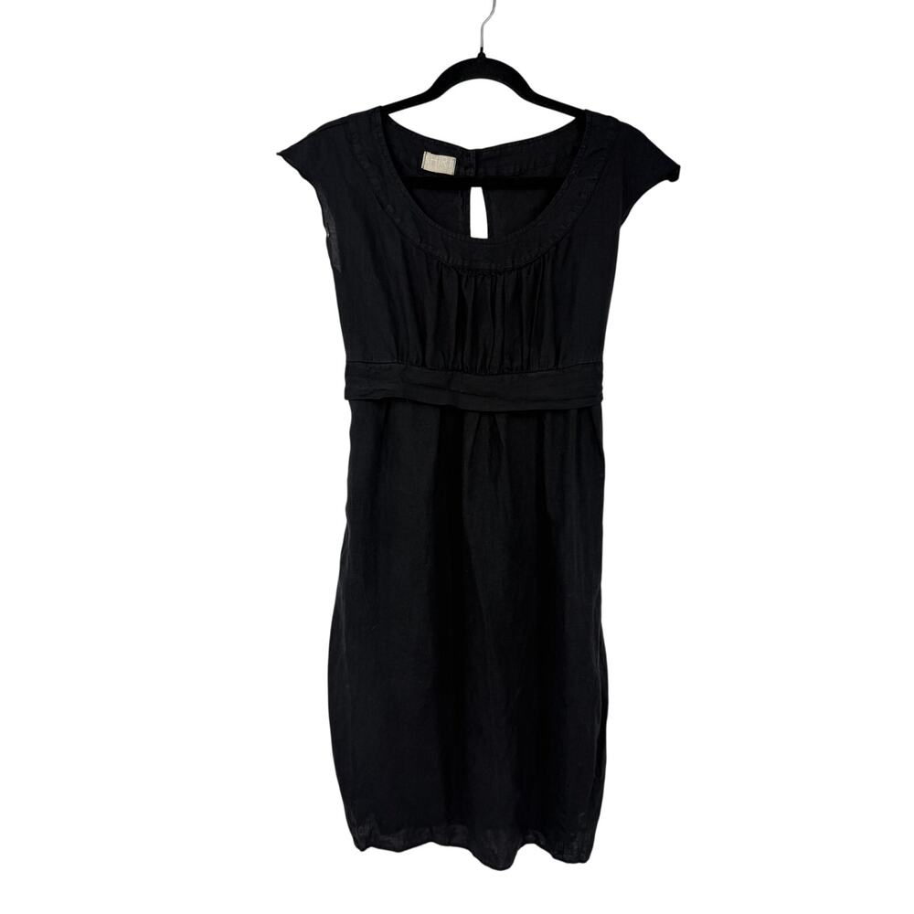 Shirt CP Shades Womens Short Dress Size M 100% linen Black Pockets Sleeveless